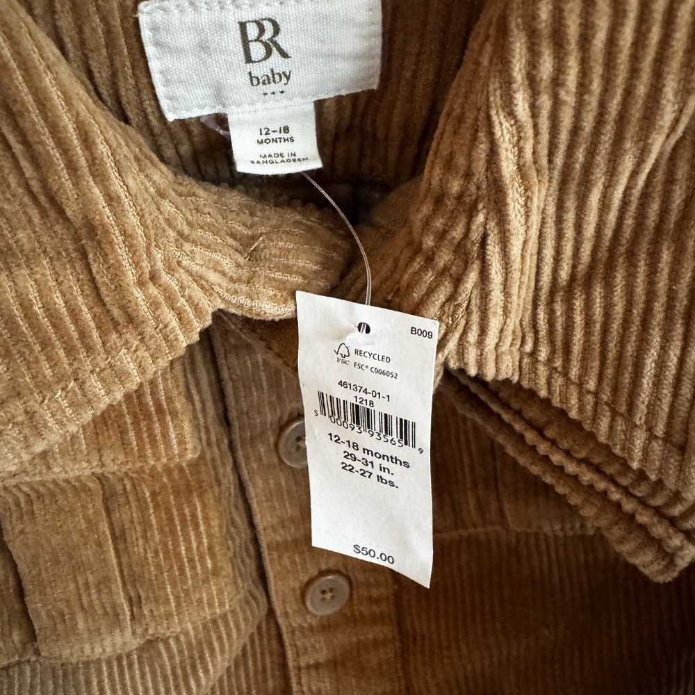 Banana Republic Baby Corduroy Explorer Shirt 12-18 months, NWT - Picture 8 of 13